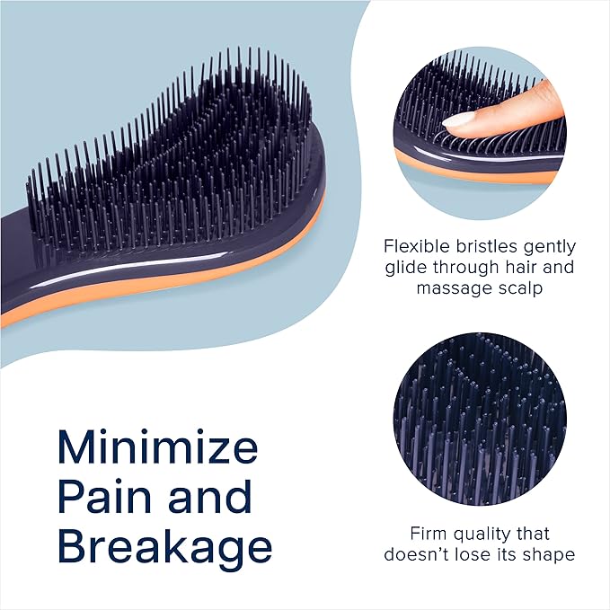 Crave Naturals Glide Thru Hair Brush - Detangler Brush for Curly, Straight, Wet or Dry Hair - Gentle Detangling Brusheses for Adults, Kids, Toddlers - Hair Accessories for Women, 7.5"x3" - Coral-CubbioJoy