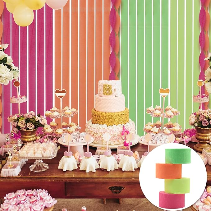 400Feet Glow in The Dark Party Supplies Streamers Glow Crepe Paper Streamer UV Blacklight Fluorescent Neon Paper Streamers for Glow Party Supplies and Decorations Wedding Birthday Party Decorations-CubbioJoy