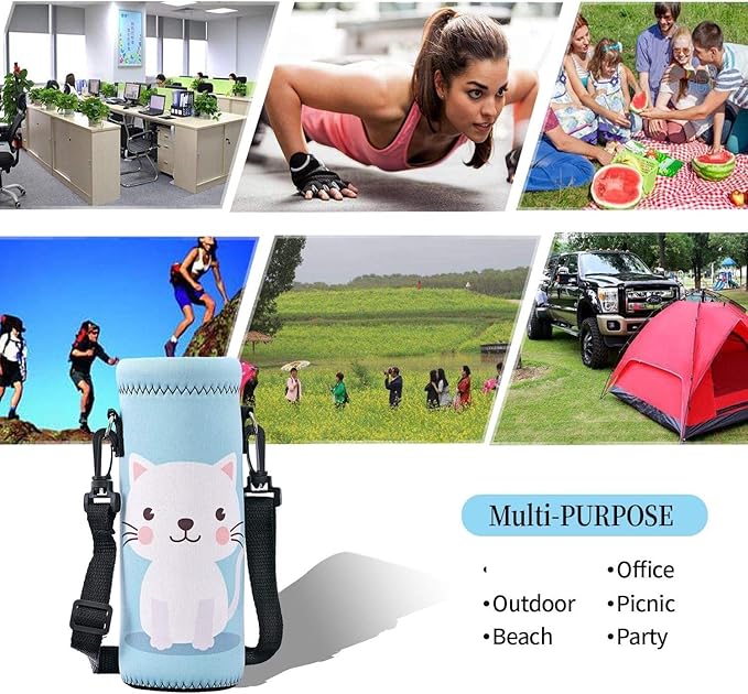 AUPET Water Bottle Bag Carrier,24oz/32oz Insulated Neoprene bottle Sling Holder Case Pouch Cover for 1000ML/750ML Bottles with Shoulder Strap for walking-CubbioJoy