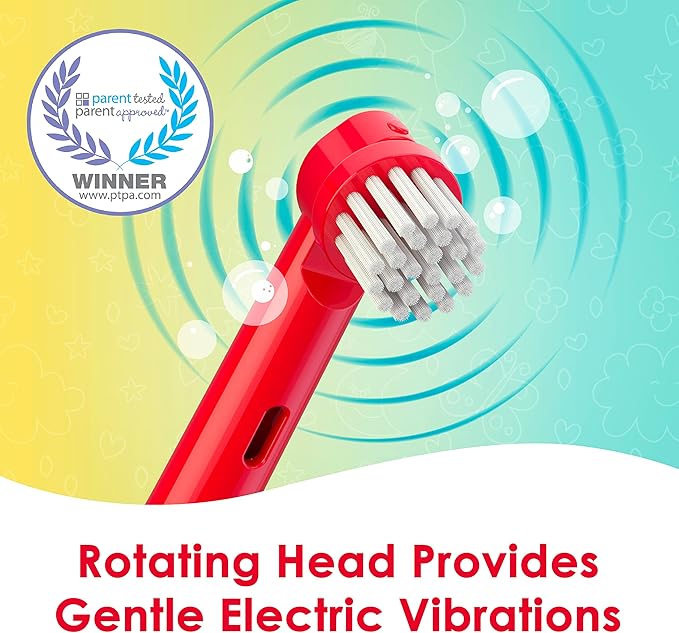 Brusheez Kids’ Electric Toothbrush Set - Safe & Effective for Ages 3+ - Parent Tested & Approved with Gentle Bristles, 2 Brush Heads, Rinse Cup, 2-Minute Timer, & Storage Base (Pepper The Dino)-CubbioJoy