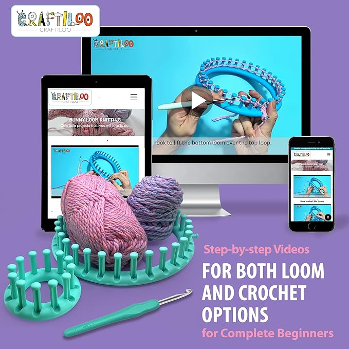 CRAFTILOO Loom Knitting and Crochet kit for Kids Crochet kit for Beginners Knitting kit for Beginners Knitting Loom Learn to Crochet Kits for Adults Beginner-CubbioJoy