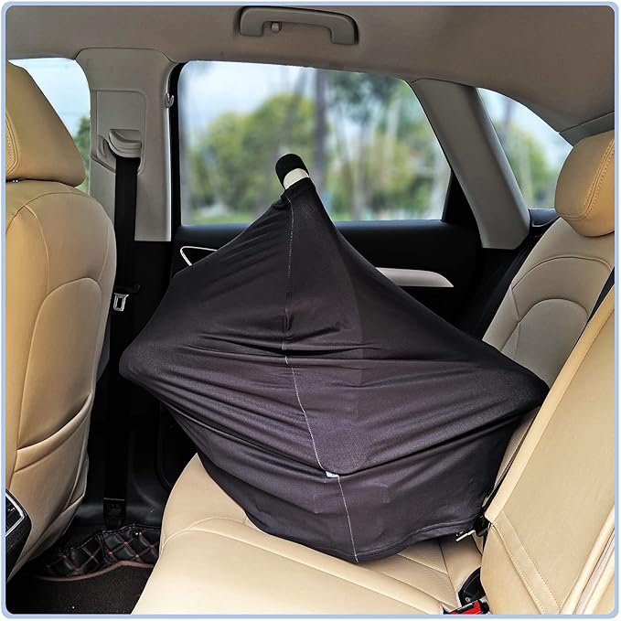 Car Seat Covers for Babies - Multi- use Nursing Carseat Canopy, Breastfeeding Covers, Baby Shower Gifts for Boys and Girls (Pure Black)-CubbioJoy