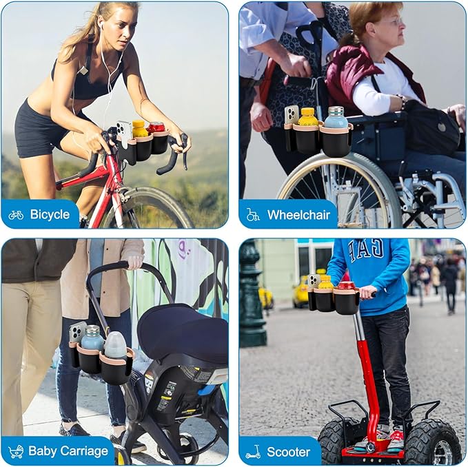 Accmor Stroller Cup Holder with Phone Holder, Bike Cup Holder, Universal Cup Holder for Uppababy Nuna Doona Strollers, 2-in-1 Cup Phone Holder for Stroller, Bike, Wheelchair, Walker, Scooter-CubbioJoy