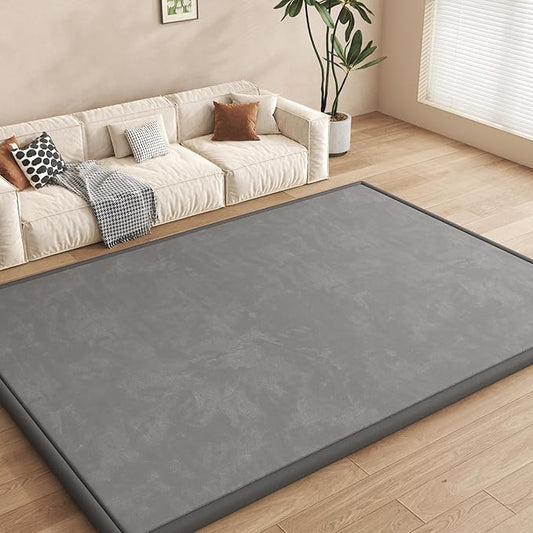 Baby Play Mat for Floor, 1.3'' Thick Memory Foam Tummy Time Mat - Super Soft Coral Velvet Nursery Rug with Non-Slip Backing, Crawling Rug for Toddlers/Infants, Yoga & Tatami Use, 79''x 118''-CubbioJoy