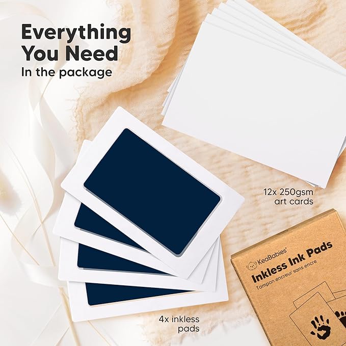 4-Pack Inkless Baby Hand and Footprint Kit - Mess Free Ink Pad for Newborn Keepsake, Dog Nose & Paw Print Kit, Clean Touch Ink Pad for Baby Hand & Footprints, Ideal New Mom Gifts (Navy)-CubbioJoy