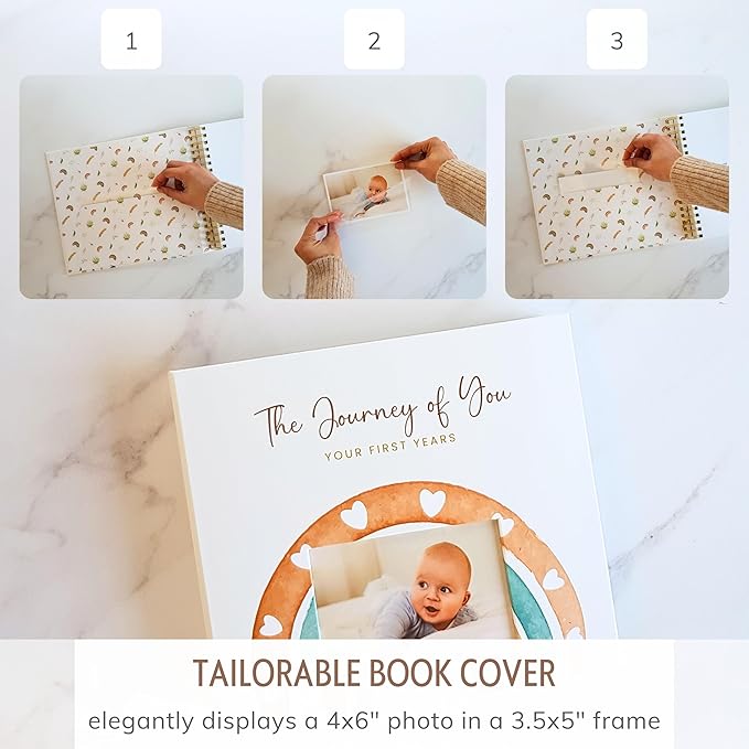 Baby Album Memory Book for Girl or Boy - First 5 Years Unisex Bohemian Rainbow Keepsake Journal to Log Newborn Milestone - Photo Album Scrapbook for Baby Shower - Unique New Parents Gifts for Couples-CubbioJoy