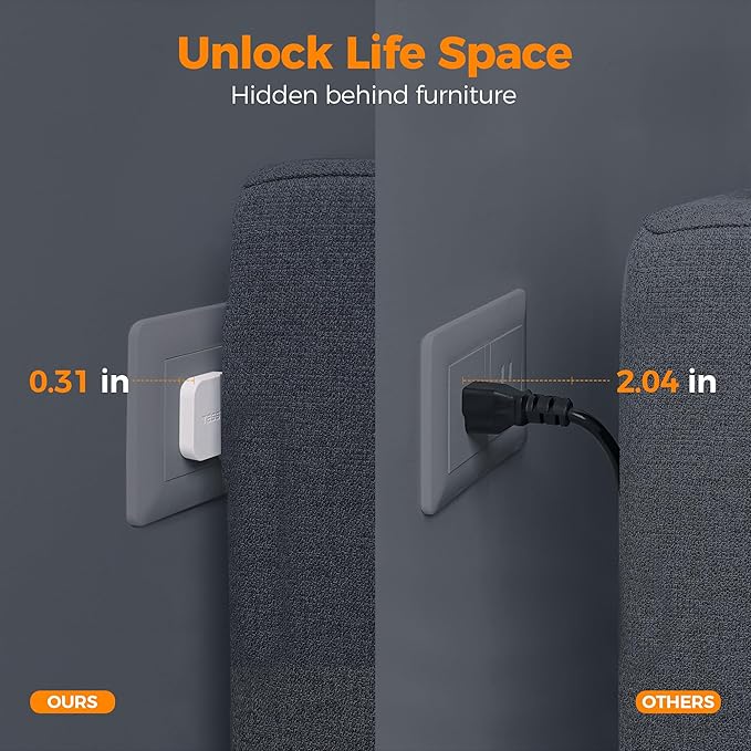 5FT Flat Extension Cord, TESSAN Surge Protector Power Strip with 4 Widely Spaced AC Outlets, 900 Joules Surge Protection, Ultra-Thin Flat Plug Desk Charging Station for Home Office Dorm Essentials-CubbioJoy