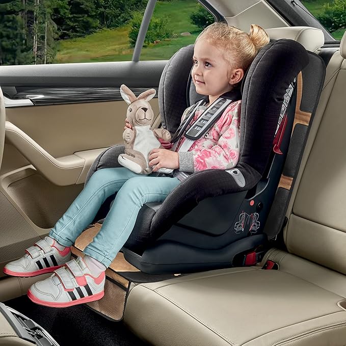 Car Seat Protector, 2 Pack Baby CarSeat Covers with Mesh Pockets & Non-Slip Backing 600D Durable Seat Protectors Under Car Seat for Baby (Black & Brown, Large)-CubbioJoy