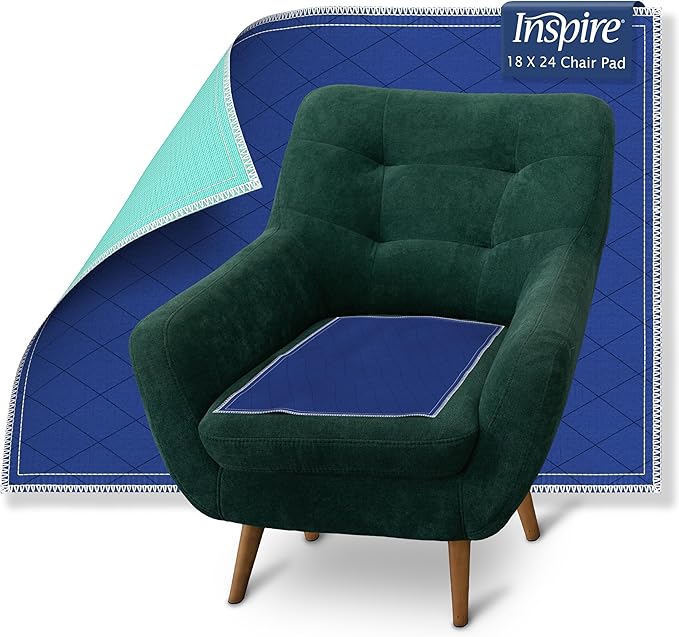 Inspire Waterproof Chair Pad, Dark Colored to Hide Stains, 18 x 24 – Quilted, for Incontinence Washable, for Adults and Kids Reusable Underpad-CubbioJoy