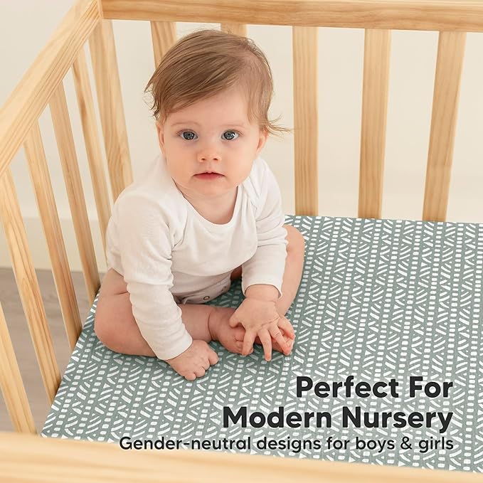 KeaBabies 2-Pack Muslin Crib Sheets for Boys, Girls - 100% Organic Cotton Fitted Baby Crib Mattress Sheet, Soft Breathable Standard Toddler Bed Cover Bedding Set, Neutral, Durable 52x28 (Nordic)-CubbioJoy