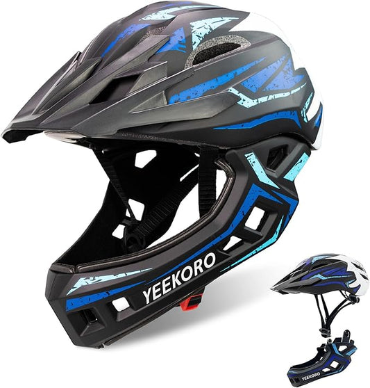 Kids Bike Helmet with Chin Guard, Adjustable Detachable Children’s Full Face Helmet for Girls and Boys, Cycling Helmets Skateboard, Scooter-CubbioJoy