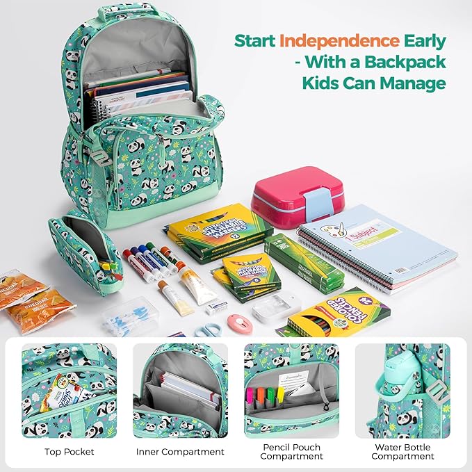 Choco Mocha Cheetah Backpack for Girls, Elementary School Backpack for Girls Ages 6-8 Kids Kindergarten Backpack Large Bookbag 18 Inch with Chest Strap, Green-CubbioJoy