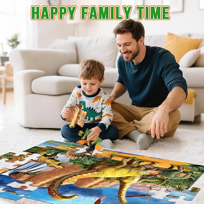 Jumbo Floor Puzzle for Kids,48 Piece Waterfall Dinosaur Large Jigsaw Puzzles, Fun Preschool Educational Toy for Toddlers Ages 3-5,Gift for Boy Girl Ages 4-8-CubbioJoy