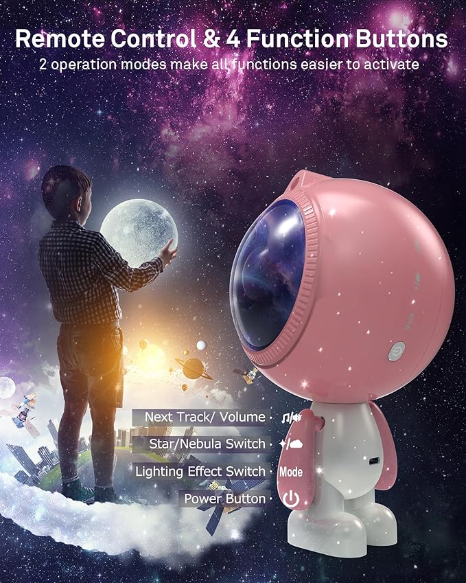 AIRIVO Astronaut Galaxy Projector, Star Projector for Bedroom, Robot Galaxy Projector Night Light for Kids, Bluetooth Speaker Ceiling Projector, Room Decor Gifts for Adults, Teens, Christmas-CubbioJoy