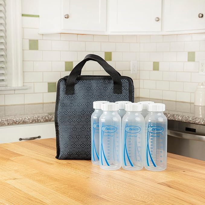 Dr. Brown's Fold & Freeze Bottle Tote, Travel Baby Bottle Insulated Cooler Bag, Store Up to 6 Baby Bottles, Black, BPA Free-CubbioJoy
