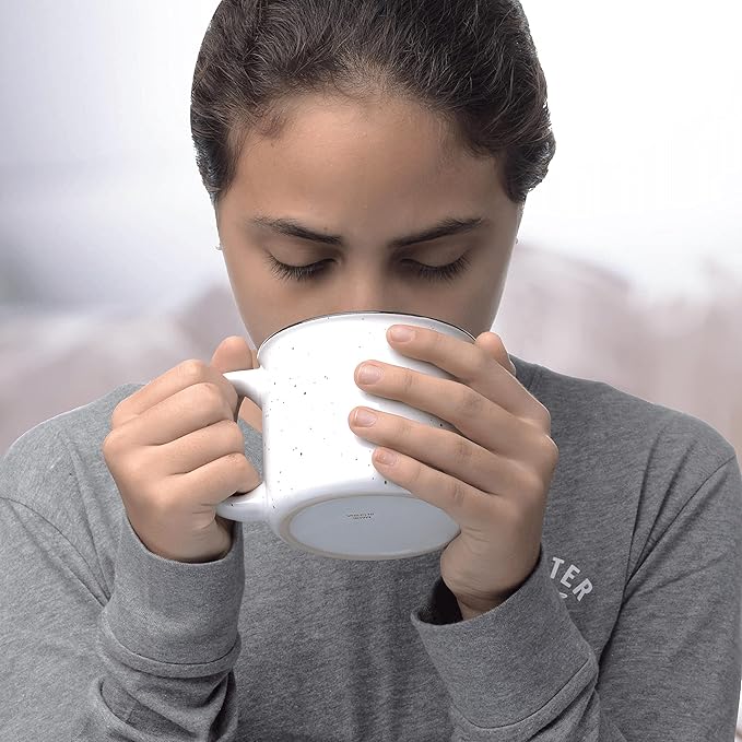 DISCOUNT PROMOS Ceramic Campfire Coffee Mugs 13 oz. Set of 10, Bulk Pack - Perfect for Tea, Espresso, Cappuccino, Hot Cocoa - White-CubbioJoy