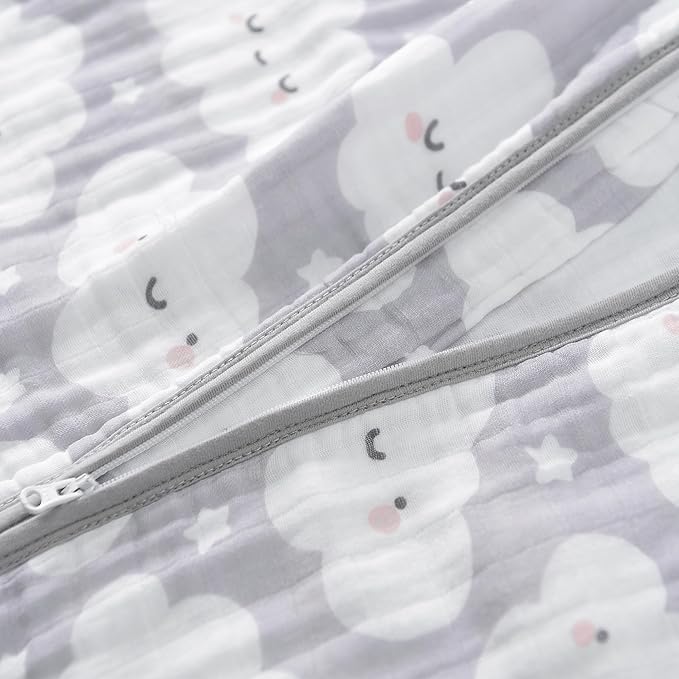 Baby Sleep Sack 2-4 T Baby Wearable Blanket 100% Organic Cotton 0.5 TOG Toddler Sleep Sacks 2- Way Zipper Soft 4 Layers 2T 3T 4T Cloud-CubbioJoy