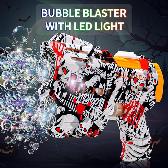 2 Pack Bubble Guns for Kids, Rechargeable LED Light Up Graffiti Bubbles Machine Blower with 2 Bottles Refill Solution for Kids 4-8, Bubble Makers Blaster for Toddlers-CubbioJoy