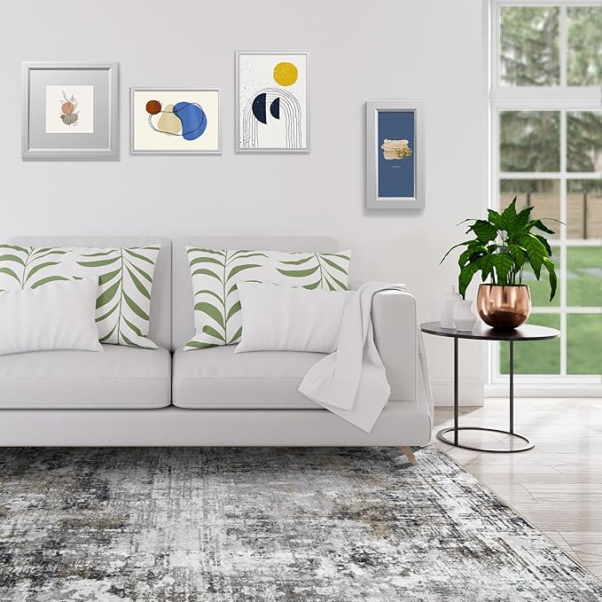 6x9 Area Rugs for Living Room Rug Washable: Modern Rug for Dining Room Bedroom Carpet Non Slip Low Pile 6 by 9 Indoor Abstract Nursery Home Office Black Gold-CubbioJoy