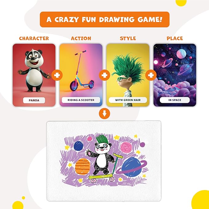 Drawsome Drawing Game for Creative Kids – 160 Prompt Cards with Characters, Actions, Styles & Places to Spark Imagination – Fun Single Player & Family Art Game with Painting Ideas-CubbioJoy
