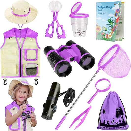 INNOCHEER Explorer Kit & Bug Catcher Kit for Kids Outdoor Exploration for Boys Girls 3-12 Years Old (Purple)-CubbioJoy