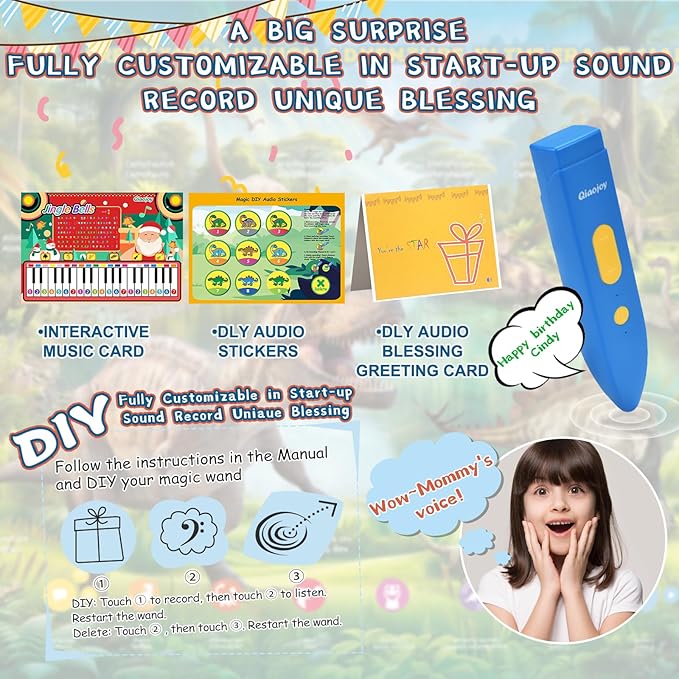 Interactive Dinosaur Toys Learning Poster, Dinosaur Talking Poster, Bilingual Dinosaur Talking Educational Children Toy with Sound Effects, Dinosaur Toys for Ages 3-12, Best Dinosaur Party Gift-CubbioJoy