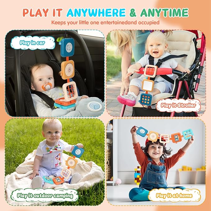 Busy Board for 1 Year Old, Travel Toys for Toddler 1-3, Montessori Busy Board Busy Cube, Toys Gifts for 1 Year Old Boy Girl-CubbioJoy