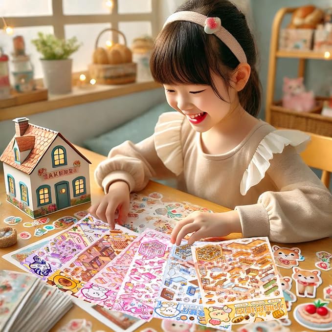 DIY 3D Sticker Scene 6 Sets of Stickers for Girls Make Your Own Mini Room Scene Stickers for Kids Cute Kawaii Sticker Therapy for Adult Relief Stress Pass The Time-CubbioJoy