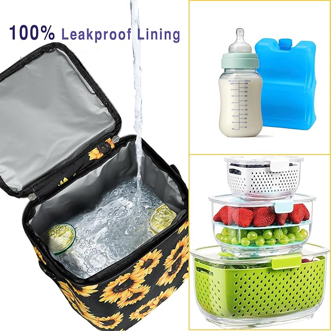 Breastmilk Cooler Bag with Ice Pack Fits 4 Baby Bottles Up to 9 Ounce Insulated Baby Bottle Bag Breast Milk Cooler on The Go with Strap Baby Bottle Cooler Bag for Nursing Mom Daycare or Travel-CubbioJoy