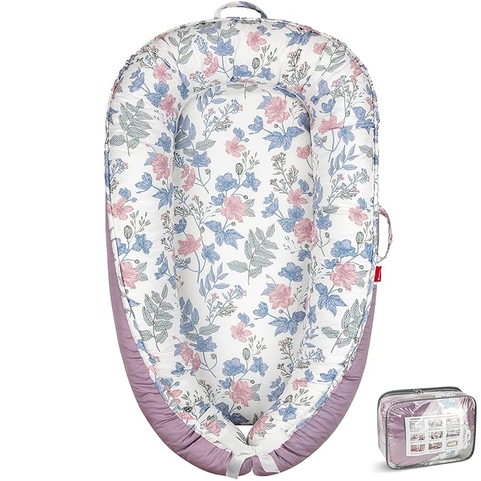 Baby Lounger - Breathable & Soft Baby Nest, Portable and Lightweight Tummy Time Lounger for Home and Travel, Ideal Newborn Babies Essentials Baby Shower Gifts-CubbioJoy