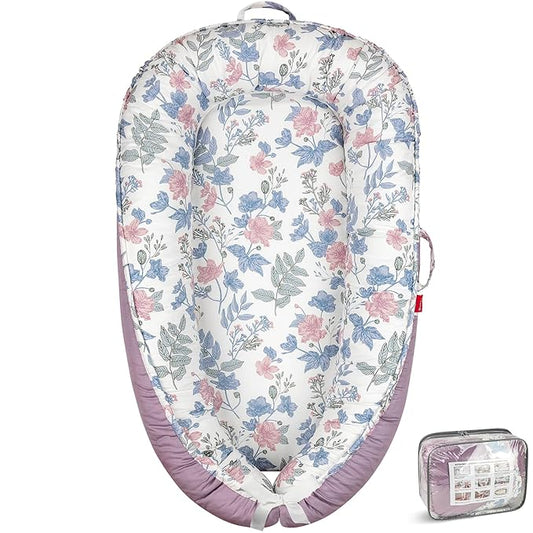 Baby Lounger - Breathable & Soft Baby Nest, Portable and Lightweight Tummy Time Lounger for Home and Travel, Ideal Newborn Babies Essentials Baby Shower Gifts-CubbioJoy