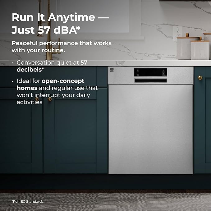 Kenmore 24" Built-in Stainless Steel Tub Dishwasher SmartWash, Smart Dry, and MoreSpace Adjustable Rack, Energy Star Certified, Fingerprint Resistant-CubbioJoy