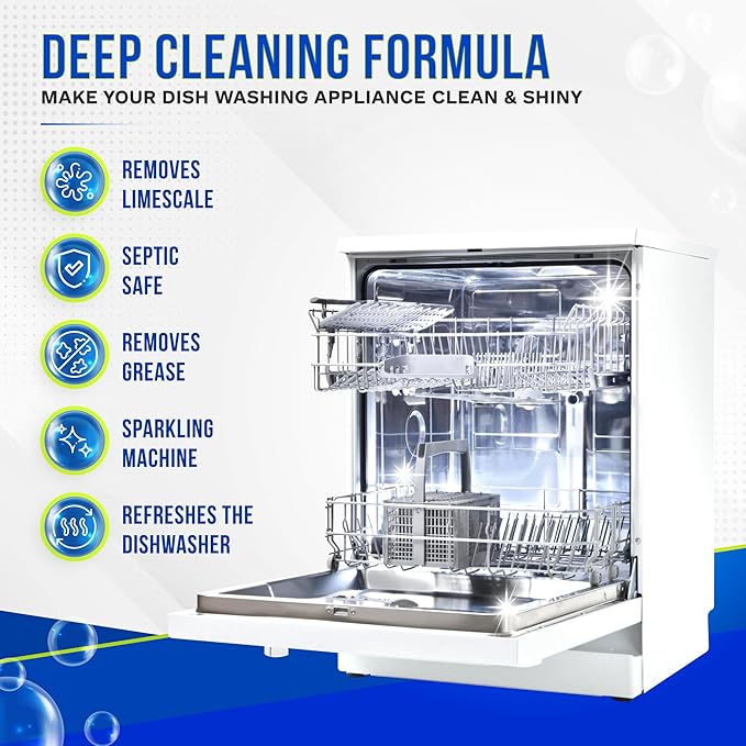 Dishwasher Cleaner and Deodorizer Tablets 26-Pack, Deep Cleaning Descaler for Dishwasher Machine, Heavy Duty, Septic Safe, Removes Grease & Build-ups, 1 Year of Cleaning Supplies (Unscented)-CubbioJoy