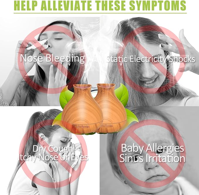 BZseed Aromatherapy Essential Oil Diffuser,2 PCS Humidifier with 550ml Lasting Mist Output Waterless Auto-Off Ultrasonic Diffusers 7 Color LED Lights Cool Mist Humidifier for Large Room, Home-CubbioJoy