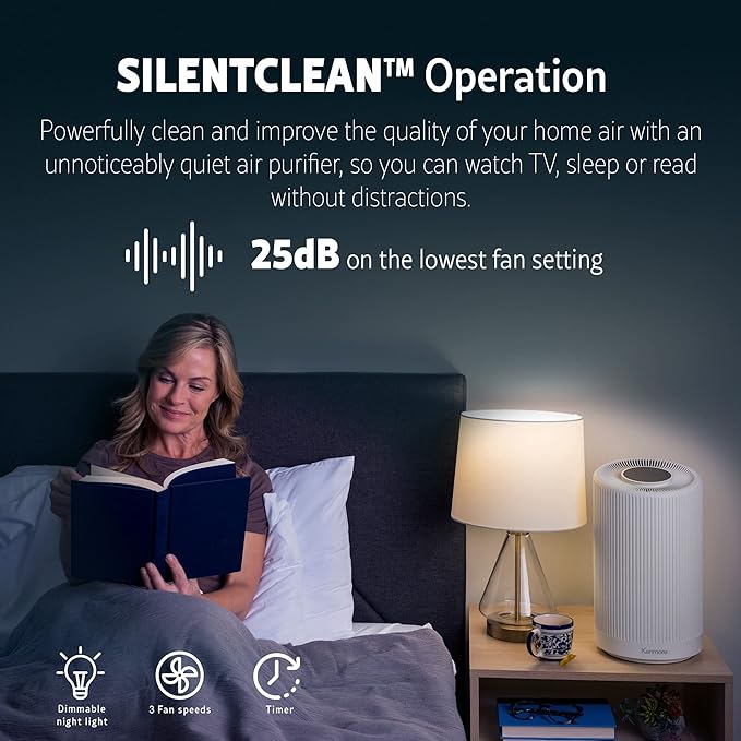 Kenmore PM1005 Air Purifier with H13 True HEPA Filter, Covers Up to 850 Sq.Foot, 25db SilentClean 3-Stage HEPA Filtration System for Office & Bedroom-CubbioJoy