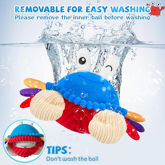 Baby Toys 12-18 Months, Musical Crawling Crab Plush Toy - 40 Songs & Recording Feature, Dancing Walking Moving Bouncing Tummy Time Toy, Sensory Toys for Toddlers 1-3, Birthday Gifts for Infants-CubbioJoy