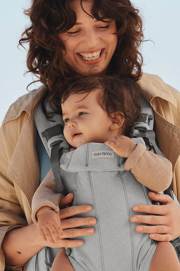 BabyBjörn Baby Carrier Harmony, Light Gray, Woven Mélange, 3-in-1 Ergonomic Baby Carrier, Newborn, Facing-in, Outward-Facing, and Back Carrying Positions Supported (7-40 lbs), Newborn to Toddler-CubbioJoy