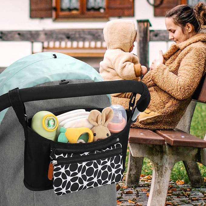 Accmor Universal Stroller Organizer with Detachable Phone Bag, Stroller Bag Caddy Organizer Stroller Accessories for Uppababy, Baby Jogger, Nuna, Doona, Britax Strollers-CubbioJoy