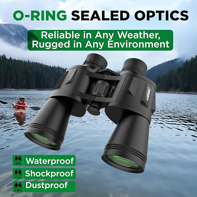 Binoculars with Smart Phone Bracket Adapter, Militar, 20x50, Adults, Bird Watching, High Power Waterproof with Low Light Night Vision for Hunting, Travel, Games, Carrying Case Strap.-CubbioJoy