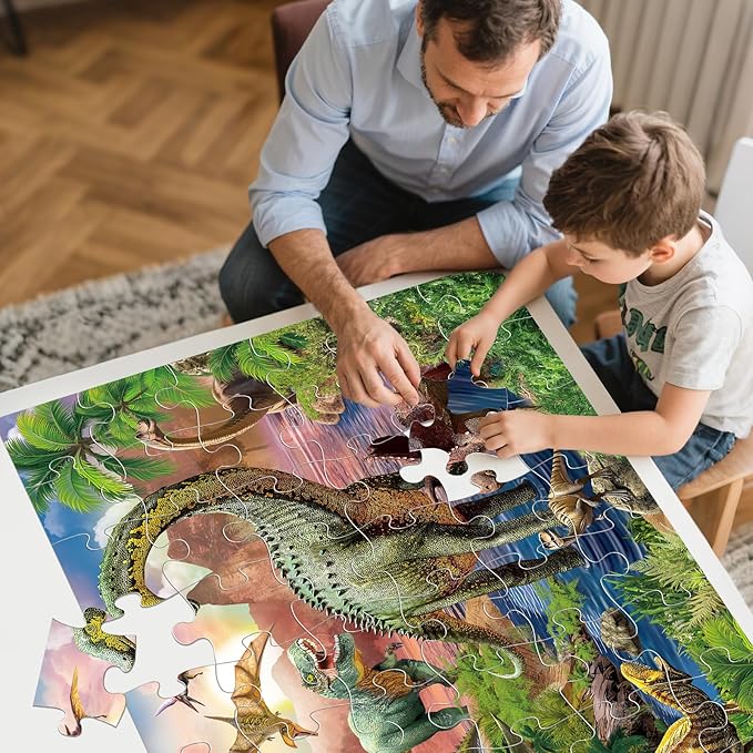 Jumbo Floor Puzzle for Kids,48 Piece Forest Dinosaur Large Jigsaw Puzzles, Fun Educational Preschool Learning Toy for Toddlers Ages 3-5,Gift for Boy Girl Ages 4-8-CubbioJoy