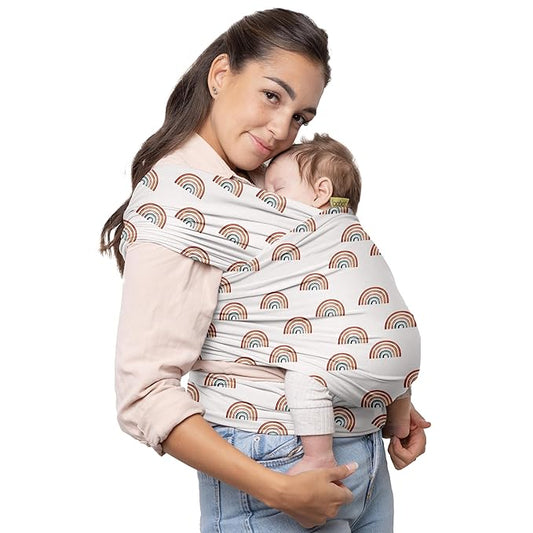 Boba Baby Wrap Carrier – Original Baby Sling Carrier for Newborns (7–35 lbs), Soft, Secure, Hands-Free & Ergonomic, Ideal for Comfortable Bonding, New Parents (Serenity Rainbow)-CubbioJoy