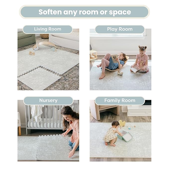 Baby Play Mats for Floor - Eden (4x6ft) - Premium EVA Foam Play Mat for Babies & Toddlers - Perfect for Tummy Time, Crawling, Playroom - Stylish & Comfortable Kids Play Mat-CubbioJoy