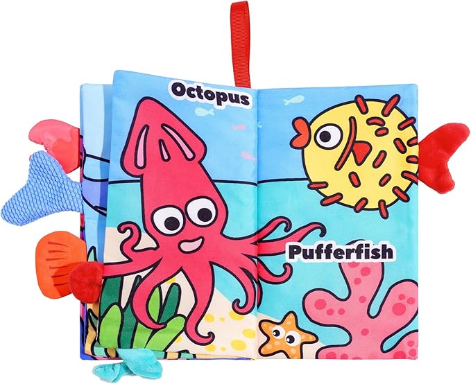 Baby Books 0-6 Months, 2PCS Crinkle Books for Babies, Touch and Feel Sensory Books for Babies, Infant Toys 0-6 Months, Soft Fabric Toy Shower Gift, Baby Crinkle Book - 4 Page Blue-CubbioJoy