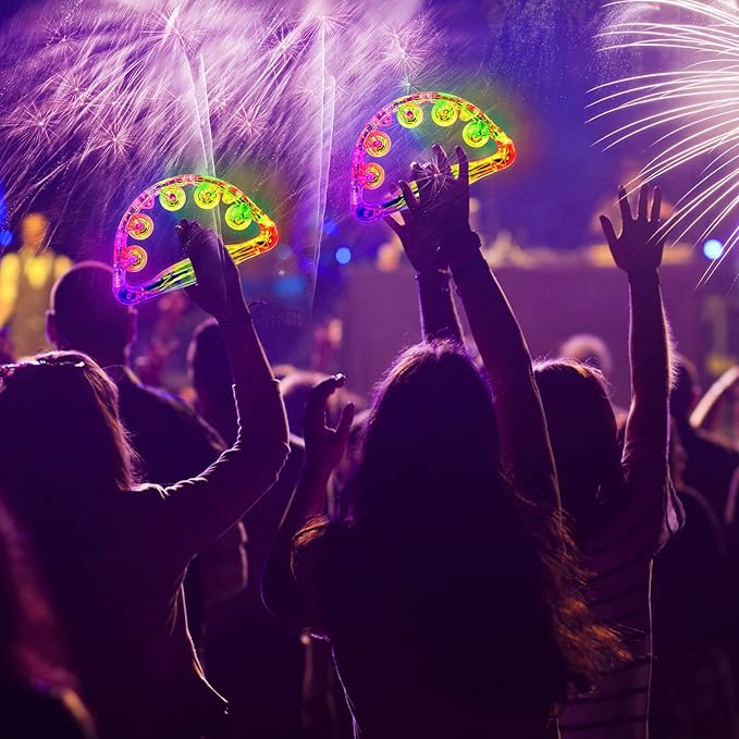 Aywewii LED Tambourine for Kids & Adults, Light Up Toys Handheld Musical Flashing Tamborine with 3 Modes, Sensory Toys Autism Toys for Birthday, Christmas, Concerts & Party-CubbioJoy