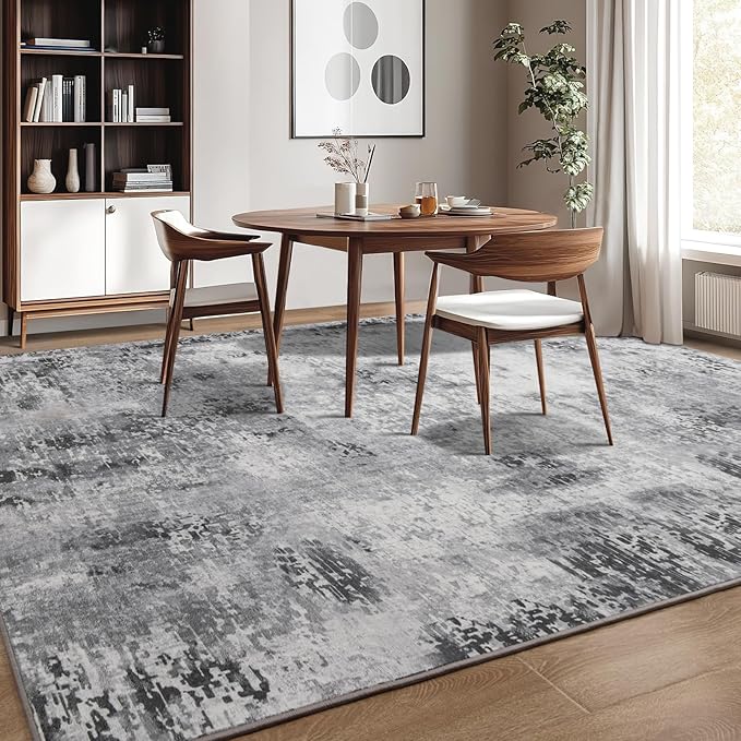 Kelarea Living Room Rug 5x7 Grey Rug Machine Washable Large Area Rugs, Non Slip Abstract Vintage Indoor Carpet for Bedroom, Nursery, Classroom, Dining Room, Home Office-CubbioJoy