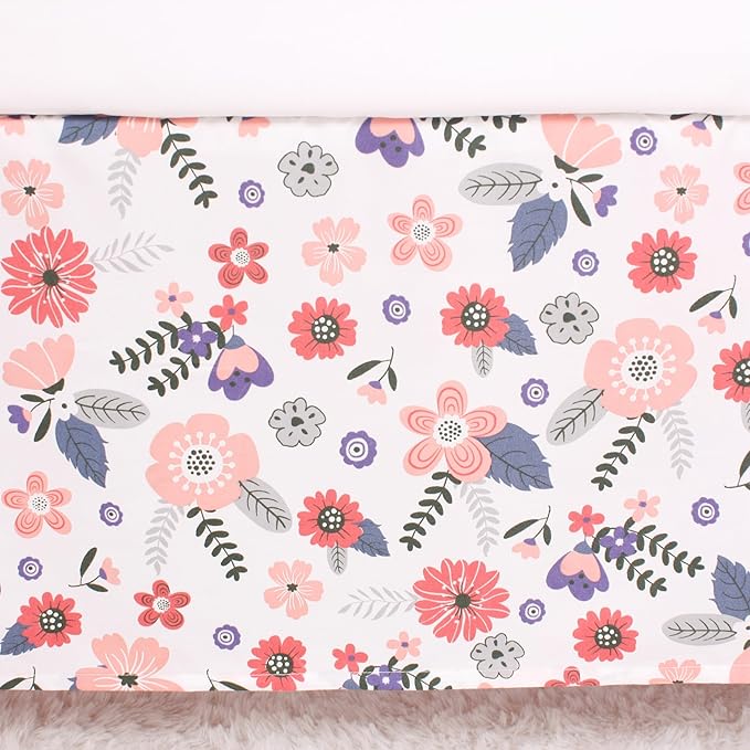 CaSaJa Baby 3-Piece Crib Bedding Set for Boys Girls, Including Soft Quilted Comforter(Blanket), Fitted Crib Sheet and Skirt, Soft Nursery Bedding Set Made of Silky Comfy Materials, Petals Flying-CubbioJoy