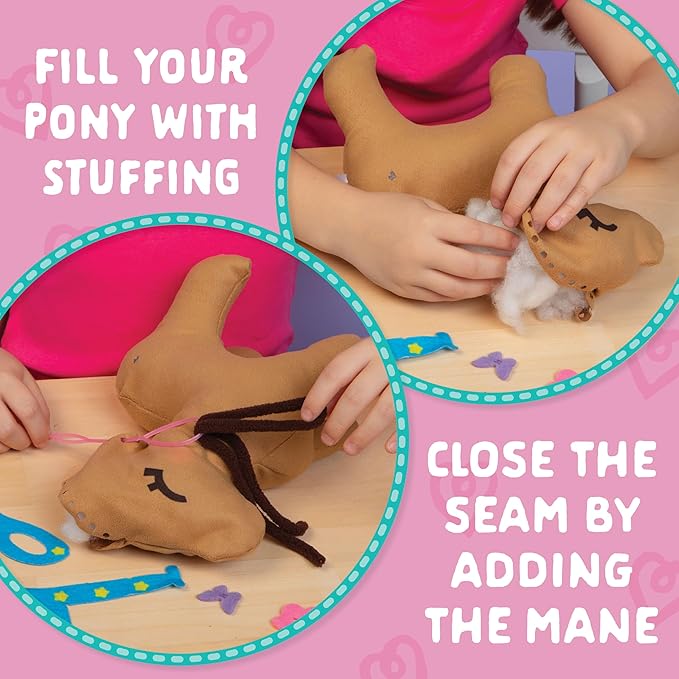Craft-tastic - Make a Friend Pony - Mini Sewing Kit, Arts and Crafts, Kids Crafts, Art Supplies, Craft Kit Makes 1 Easy-to-Sew Stuffie with Clothes & Accessories, Bonus Travel Tote Included Ages 5+-CubbioJoy
