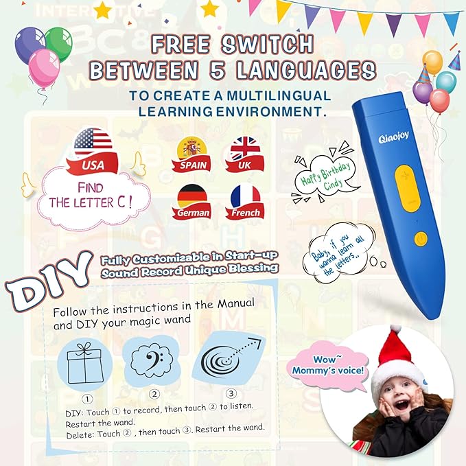 Bilingual Interactive for Kids Talking USA Map Alphabet Poster for Toddlers Learning and Educational Toys,Talking Educational Chart for Ages 3 to 12 Years Old,Learning ABC Letters for Preschool/Gift-CubbioJoy