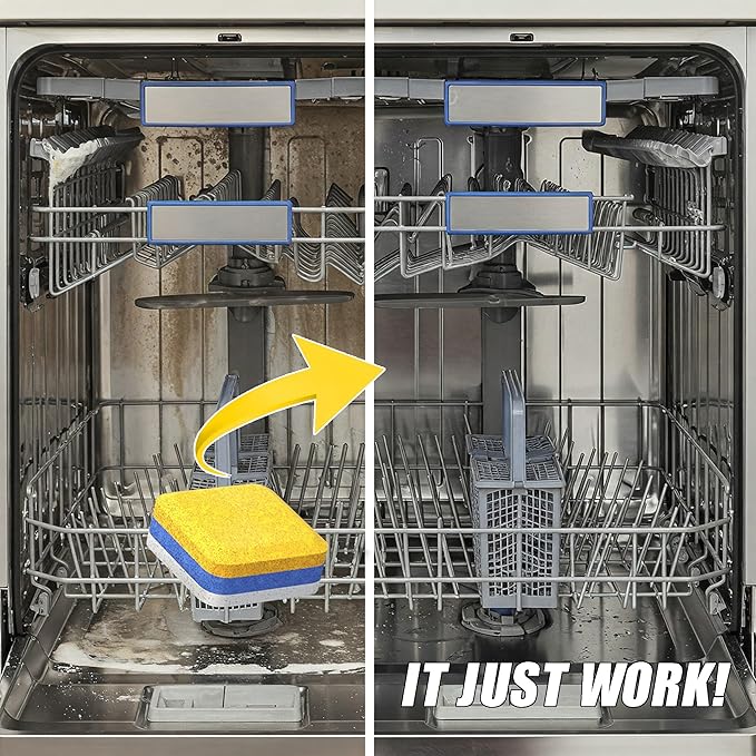 Dishwasher Cleaner Deodorizer Descaler Tablets - 28 Tabs - 1 Plus Year Supply - Extra Scented Deep Cleaning Sanitizer Pods - Remove Hard Water - Contain Citric Acid Heavy Duty Septic Safe - Lemon-CubbioJoy