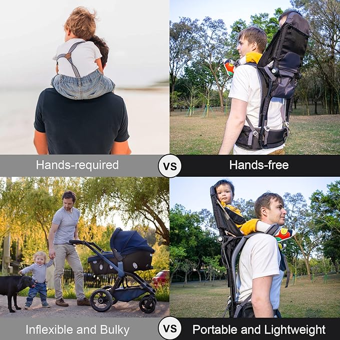 Baby Shoulder Carrier Baby Hiking Backpack Carrier with Rain Cover Sun Shade for Child Safe Backrest and Toddler Ergonomic Seat Holds 40 Pound for Children Between 6 Months-3 Years Old Babies-CubbioJoy